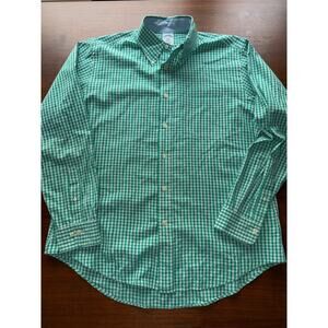 Brooks Brothers Regent Fit Green Tattersall Button-Down Shirt - Size L